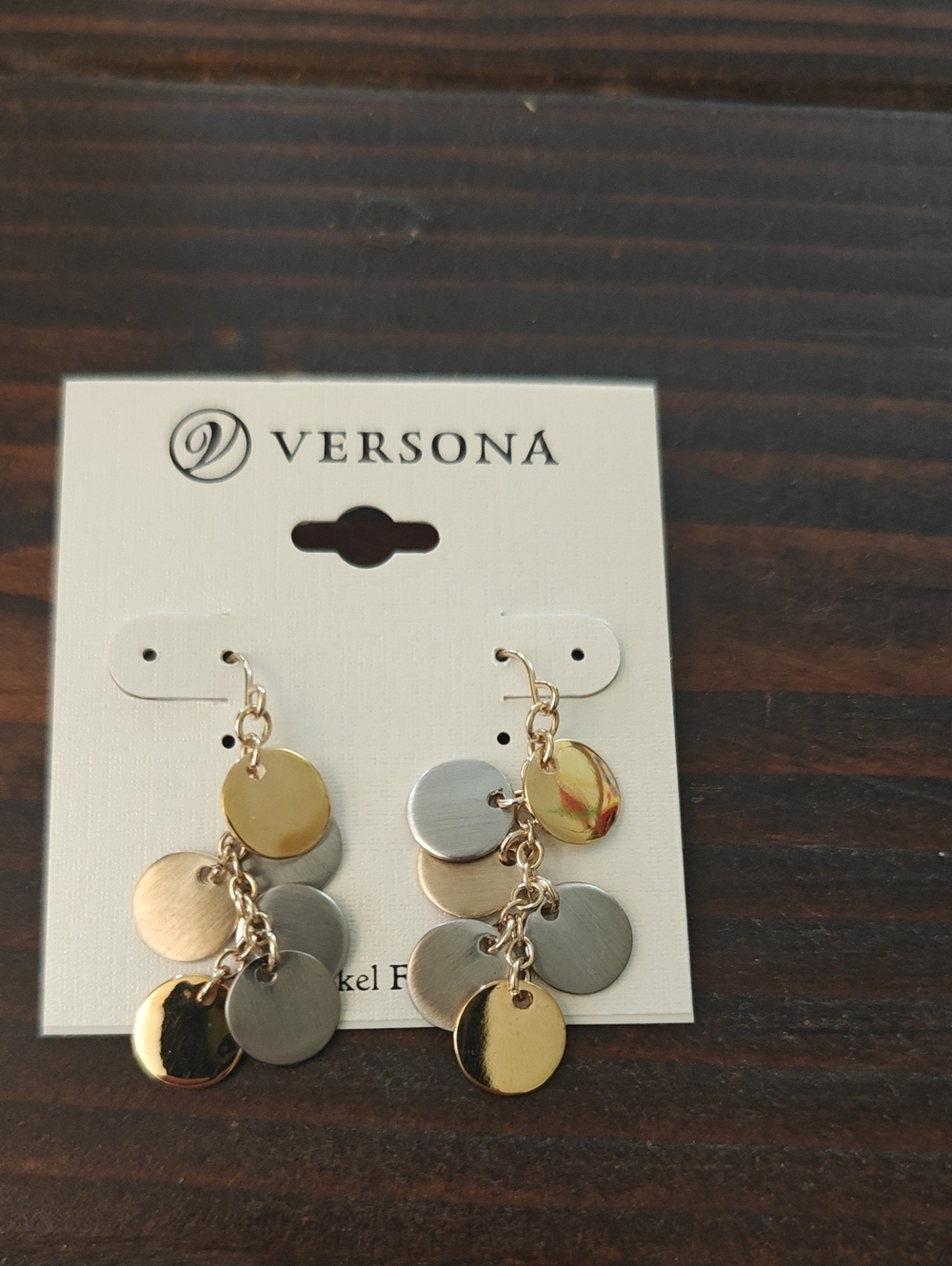 Versona Two-Tone Disc Cluster Drop Earrings — Gold & Silver AA22 6779